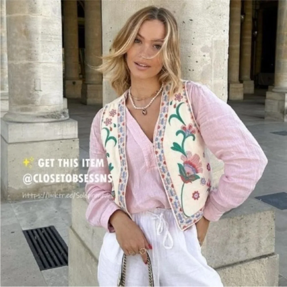 Zara open front embroidered vest 6895/224 - Picture 4 of 16